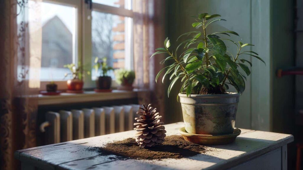 houseplant soil in winter,
